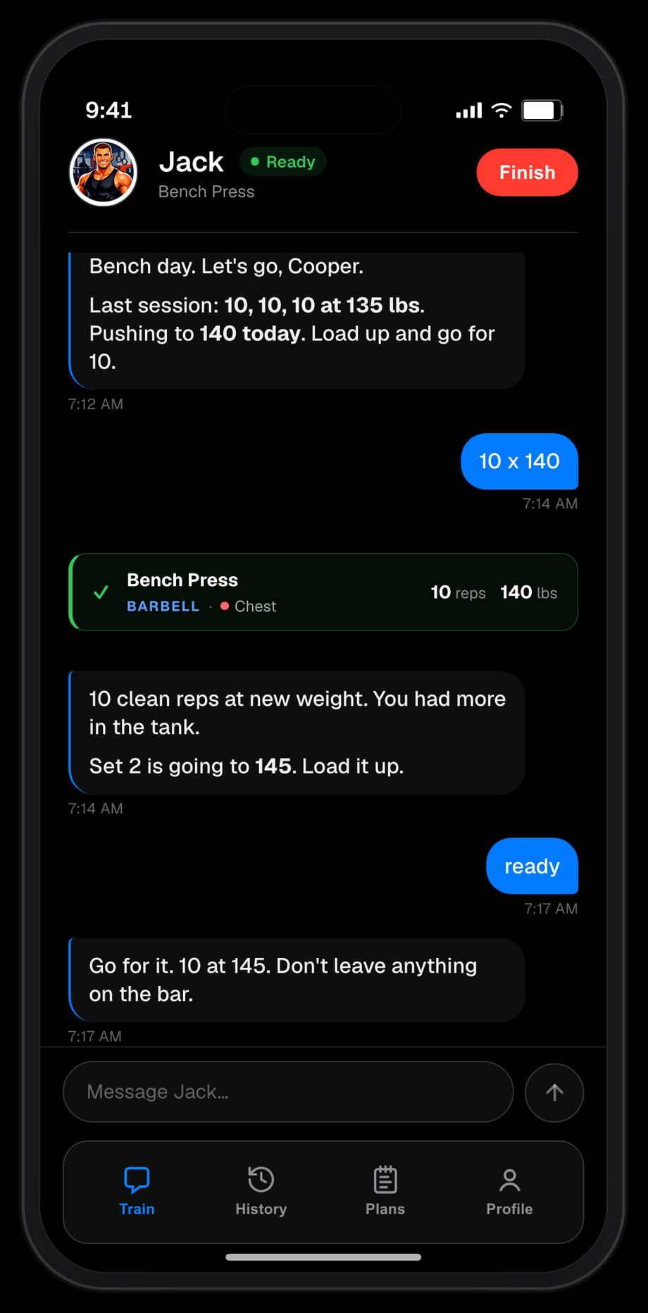 Jacked coach reading flat reps and calling the next weight mid-session